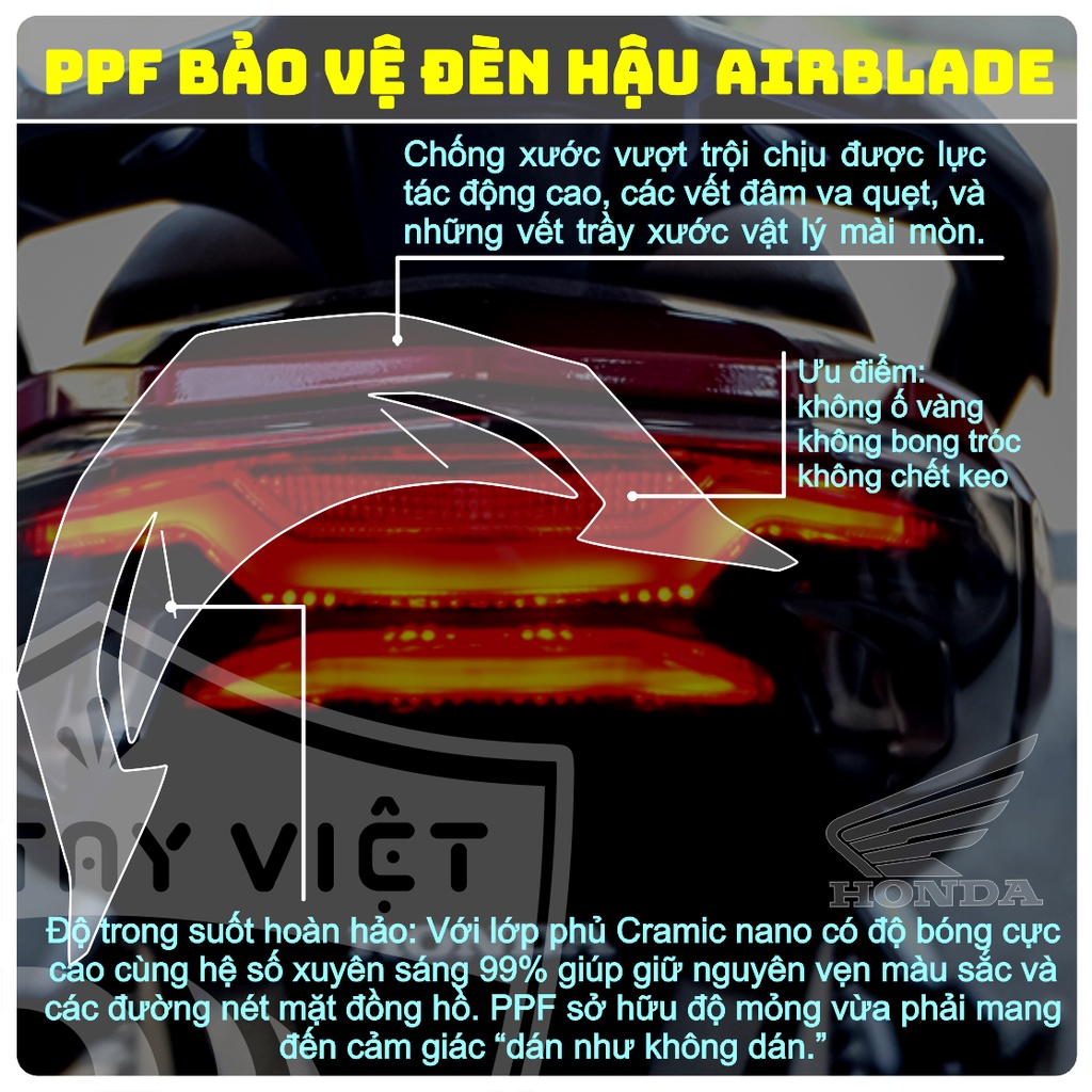 AB | Miếng dán PPF bảo vệ ĐÈN HẬU AB chống trầy xước ĐÈN HẬU AIRBLADE