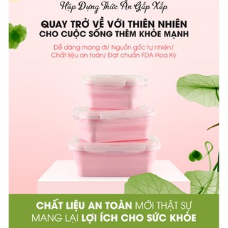 Bộ 3 hộp đựng thức ăn gấp gọn bảo quản thực phẩm - Gia dụng SG