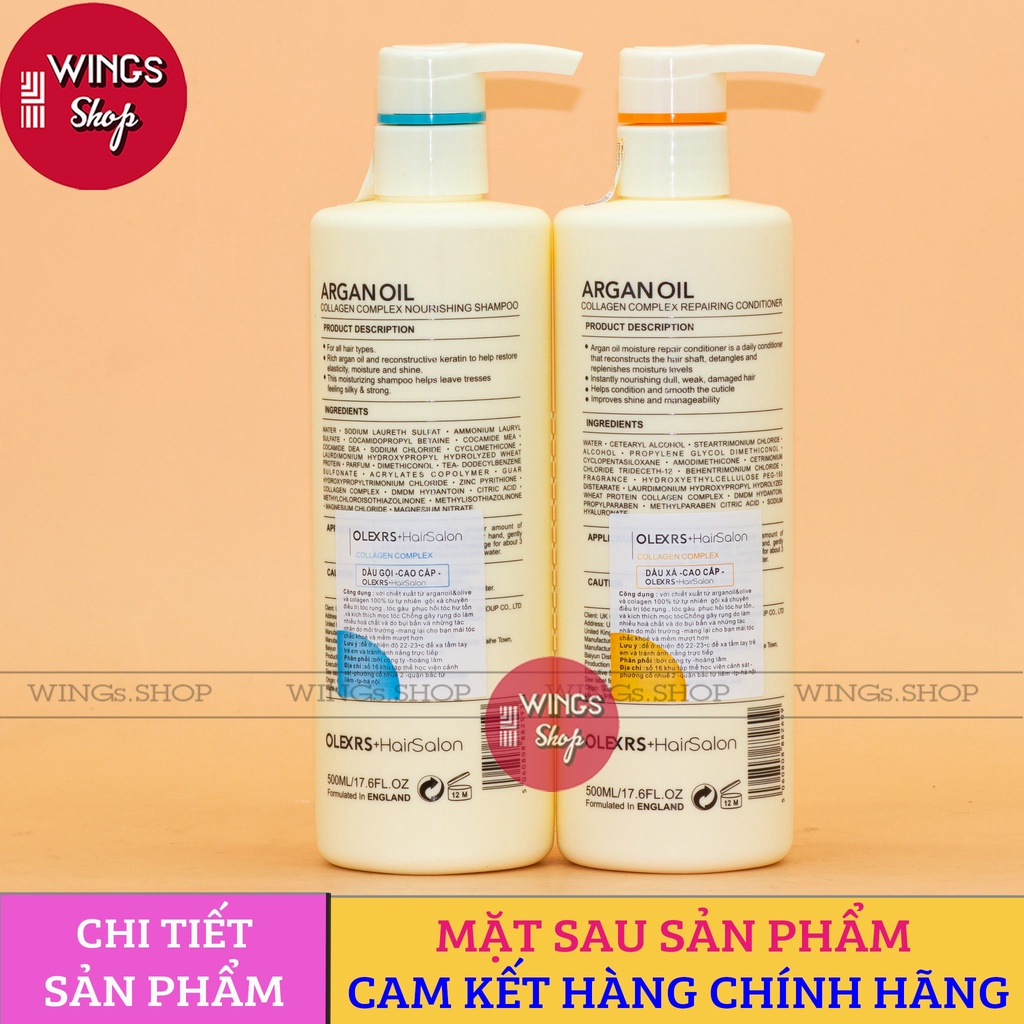 Cặp Dầu Gội Xả Olexrs Hair Salon 500ml-960ml Cho Tóc Khô Xơ Hư Tổn Tóc Gàu Ngăn Rụng Tóc | Wings Shop