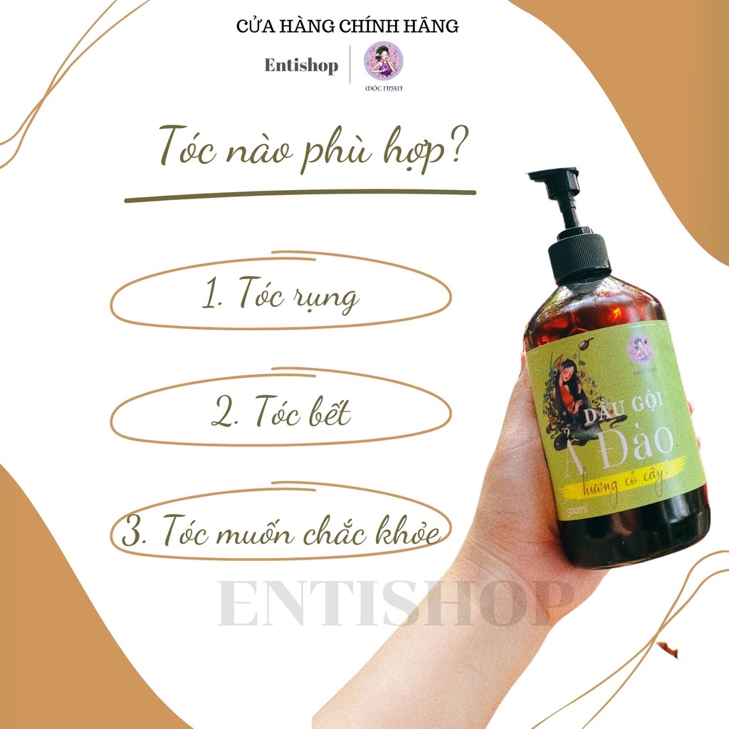 Dầu gội thảo dược Ả đào, bồ kết thiên nhiên cỏ cây giảm rụng, giúp tóc chắc khỏe MỘC NHAN 500ml