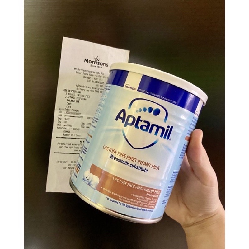 Sữa Aptamil Lactose-free cho bé bất dung nạp của Anh 400g ! Date 2023