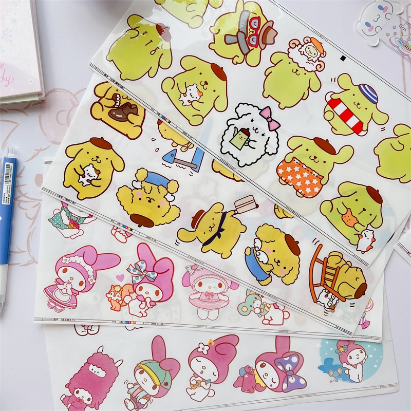 Sticker Dán 10 Hình Lớn Kuromi Melody Cinnamoroll Pompompurin