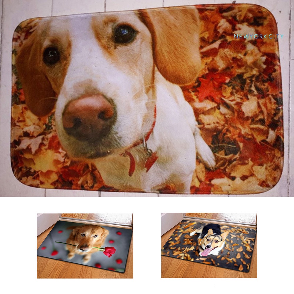 Thảm lót cửa chùi chân Chống Trượt In Hình Chú Chó 3D Cho Nhà Bếp / Phòng Tắm