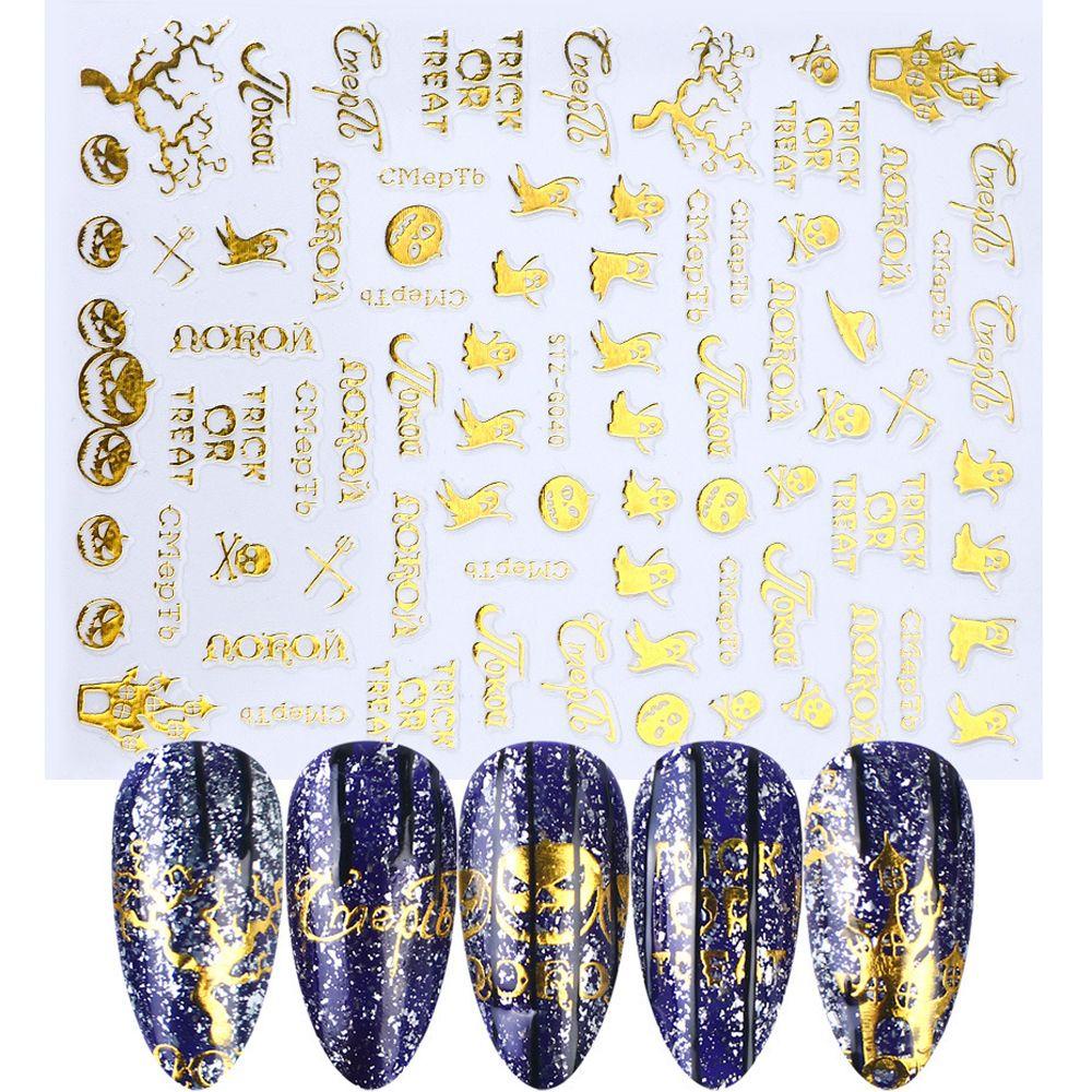 Hình Dán Móng Tay DYRUIDOJ Halloween|Đề Can Dán Móng Tay 3D Hình Nhện Đầu Lâu