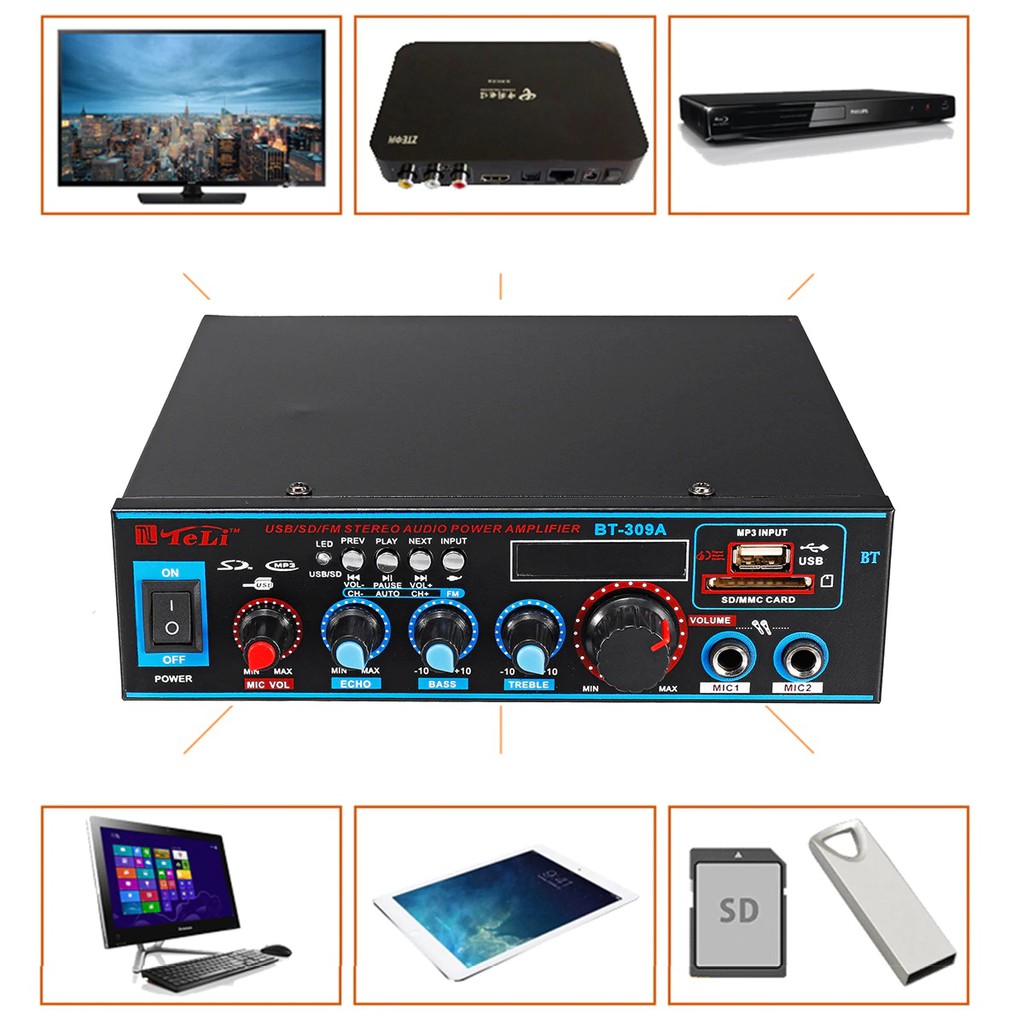 Ampli Karaoke Mini Bluetooth Cao Cấp BT-309A