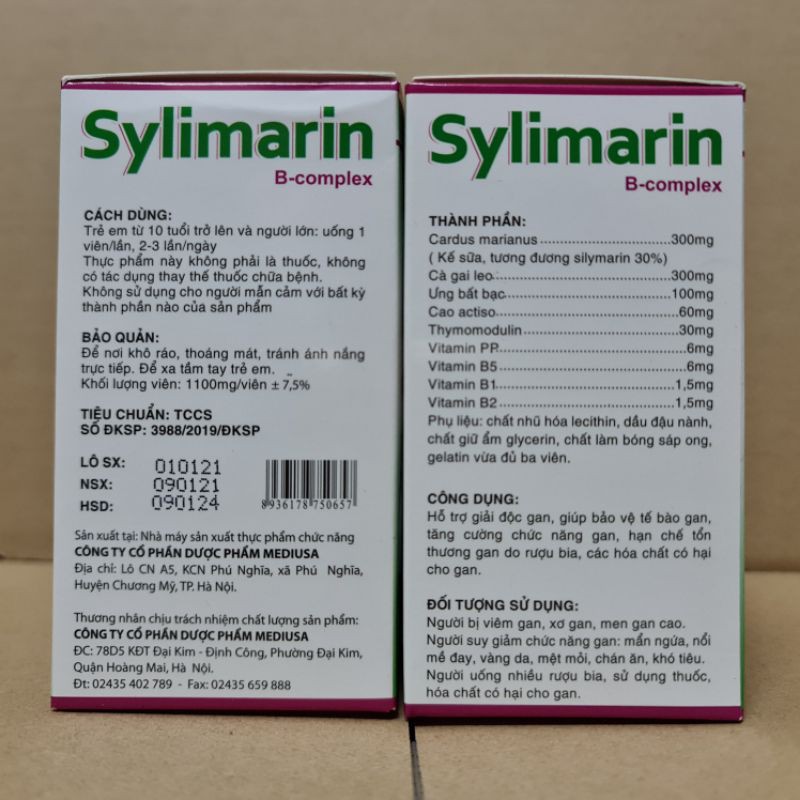 [Viên uống] GIẢI ĐỘC GAN SILYMARIN 120mg Hộp 100 viên | BigBuy360 - bigbuy360.vn