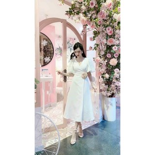 ĐẦM CỔ V TAY PHỒNG 9167