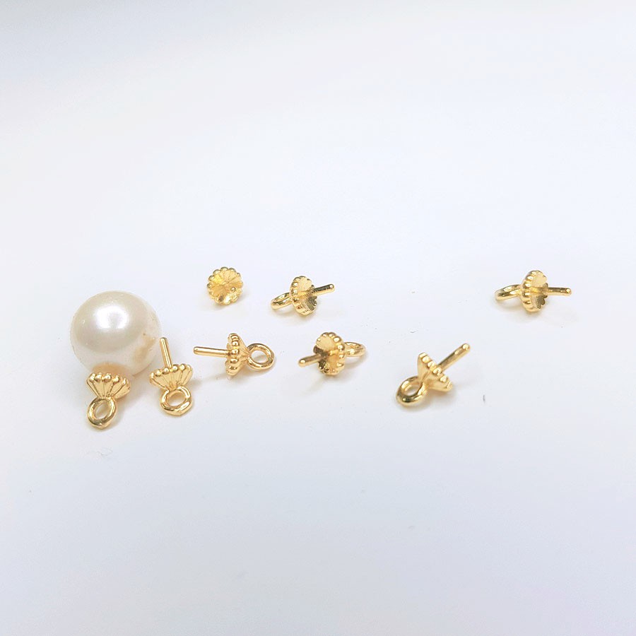 [G1B] Phụ kiện trang sức (DIY) - Set 5 cái Kim trống treo hạt làm bông tai mặt dây chuỗi