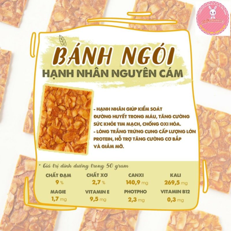 Bánh ngói hạnh nhân nguyên cám ăn kiêng 150 gram