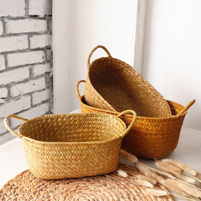 Giỏ Đan Mây Thủ Công Đựng Trái Cây/Đồ Ăn Vặt Gọn Nhẹ Cho Nhà Bếp
