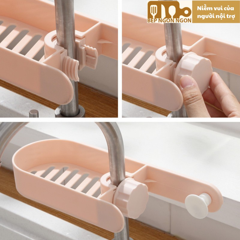Khay nhựa cao cấp gắn vòi chậu rửa để xà phòng, cọ rửa bát đĩa nước rửa chén bát _BEP NGON NGON