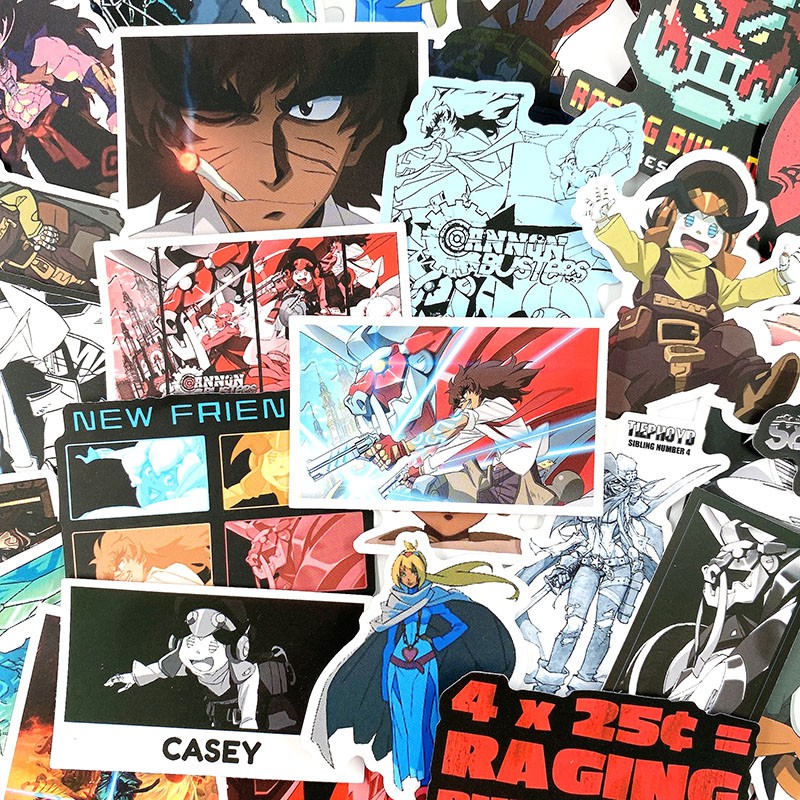 Set 50 miếng sticker dán trang trí chống thấm hình truyện tranh Cannon Busters