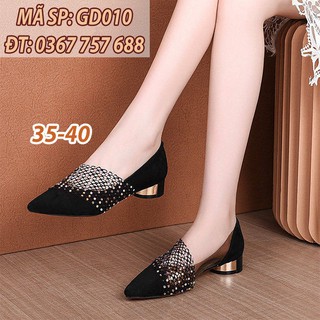 [cao cấp] Giày đế thấp gót vuông cao 5cm GD010