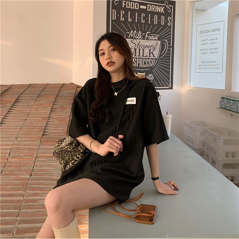 LEEVA - Áo thun nữ phối gân dáng rộng Eline A104