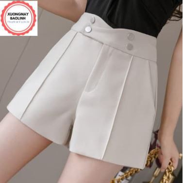 Quần Đùi Cạp Cao 4 Cúc Phong Cách Hàn Quốc_Xưởng may Bảo Linh