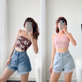 Quần short jeans lai tua vingage