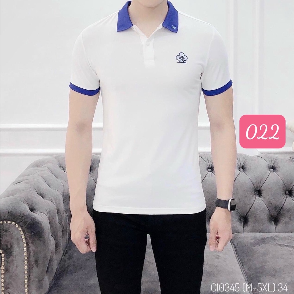Áo thun nam polo cổ trụ màu trắng chất vải cotton dày dặn co giãn tay ngắn, phông nam đẹp Hado06 nhiều mẫu