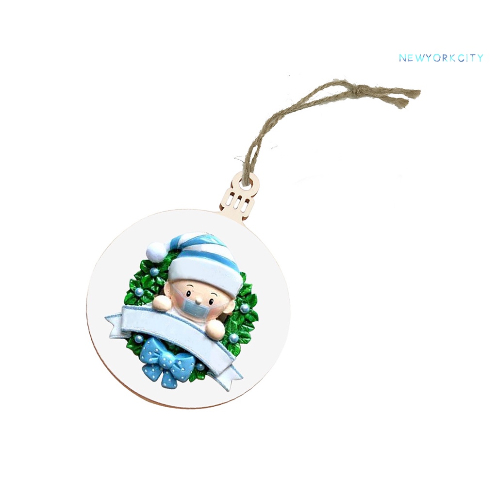 Phụ Kiện Treo Trang Trí Giáng Sinh Bằng Gỗ Kiểu Hoạt Hình Kèm Mặt Dây Che Mặt