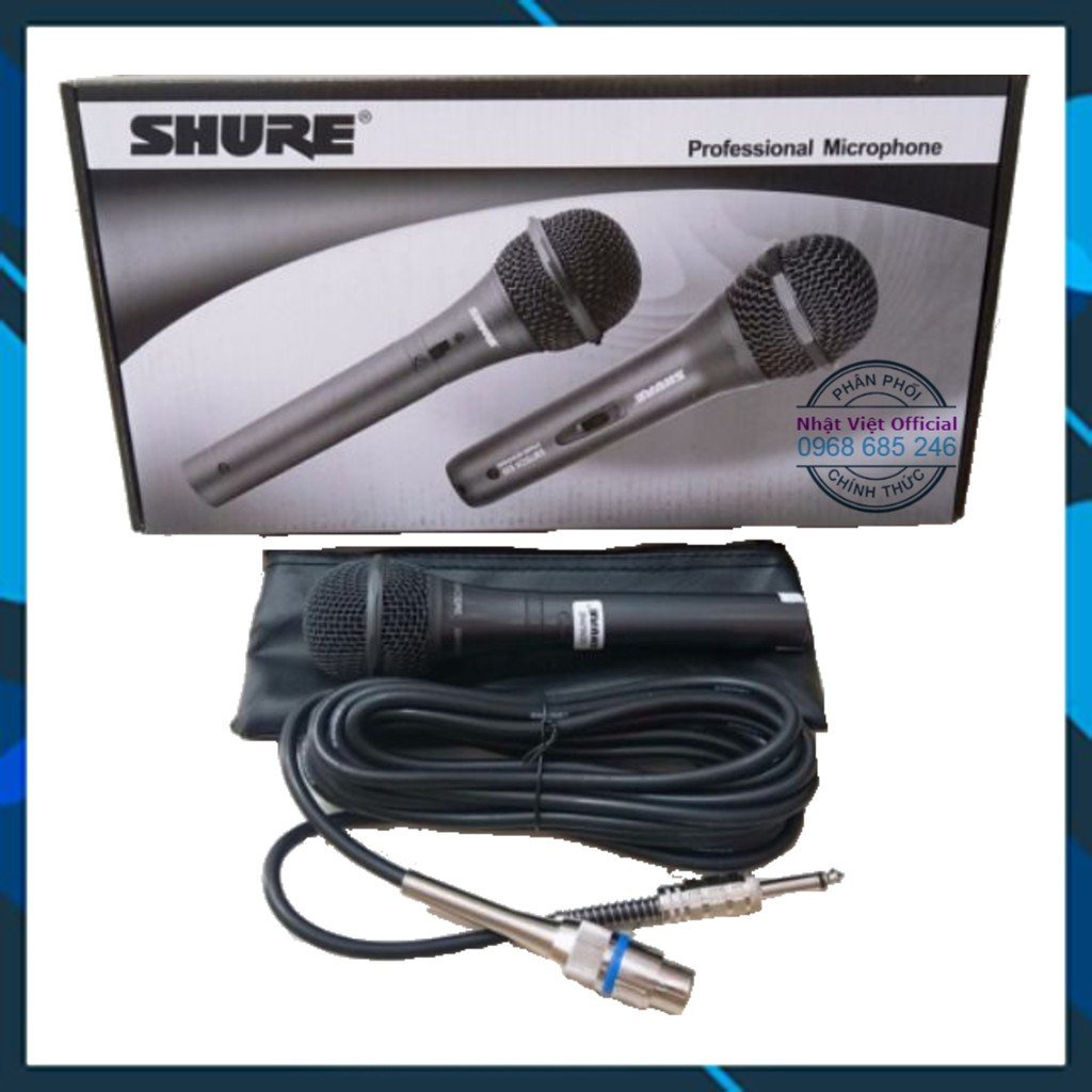 Micro Có Dây SHURE 959 Karaoke Full Box Tặng Kèm Bao Da Kèm Dây Mic Dài 5M - Mic Có Dây Cắm Loa Kẹo Kéo Siêu Hay.