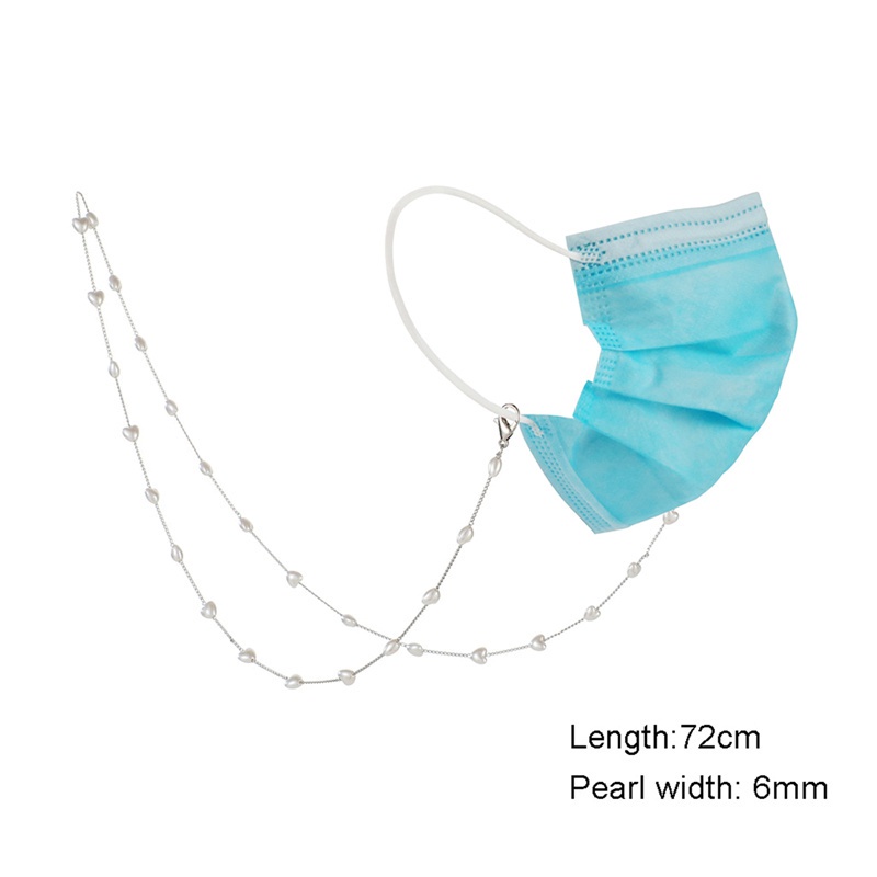 Dây xích vòng cổ chuỗi hạt ngọc trai thời trang dùng gắn khẩu trang mắt kính tránh rơi mất