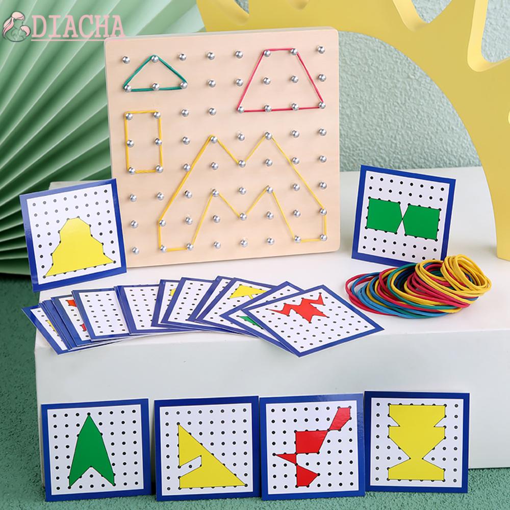 Đồ chơi bảng đinh Geoboard gỗ kèm dây cao su và thẻ học toán theo phương pháp giáo dục Montessori cho bé