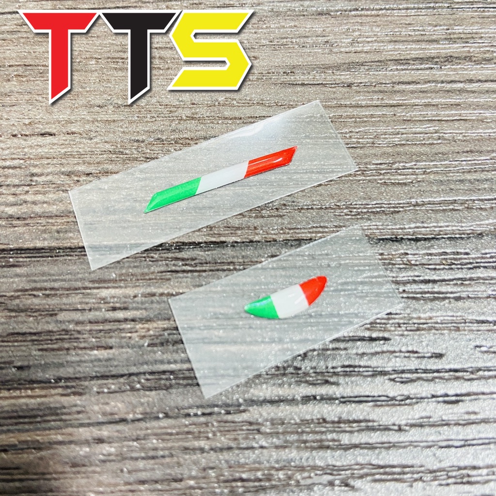 Tem cờ ý, Italy mini dán trang trí thay thế cùm tay thắng, tay côn BREM, ACCOSSATO chất liệu nhựa nổi