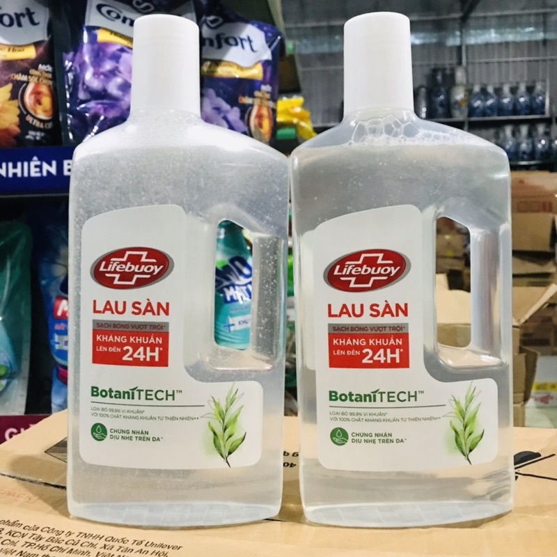 Nước Lau Sàn Lifebuoy BotaniTECH Hương Tràm Trà & Khuynh Diệp Chai 1L