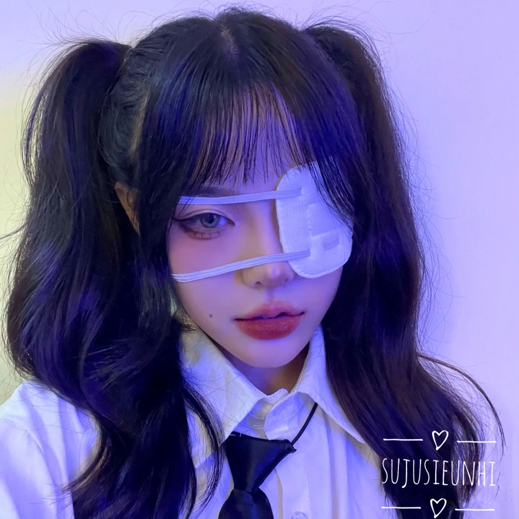 Băng bông che mắt màu trắng phong cách manga Nhật Bản cá tính/ bịt mắt anime, cosplay