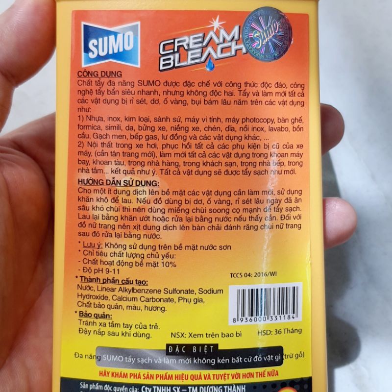 Nước Tẩy Đa Năng Sumo Mới Đa Năng 700G Kem Tẩy Cream Whith Bleach Không Kén Đồ Vật Trừ Gỗ