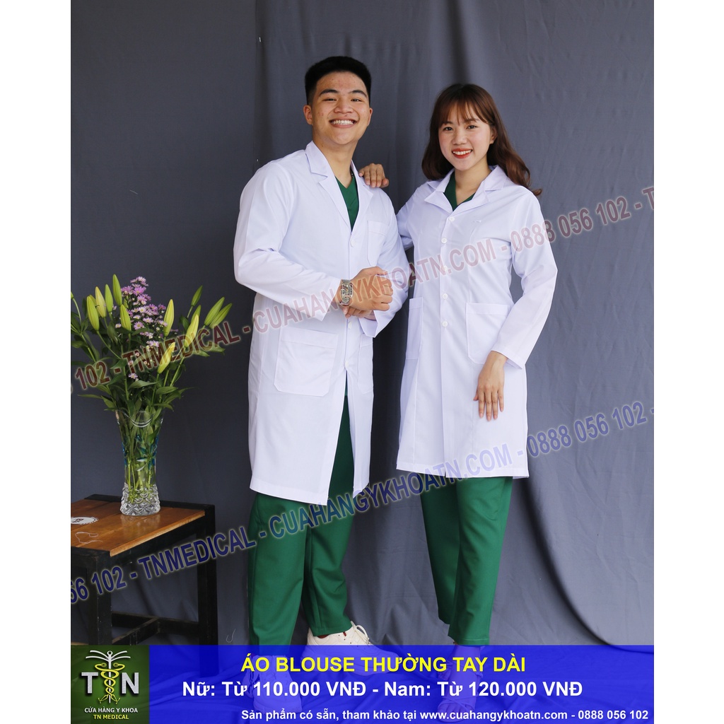 Áo Blouse  Vải Thường Cho Bác Sĩ, Dược Sĩ, Xét Nghiệm - Thương Hiệu TN Medical