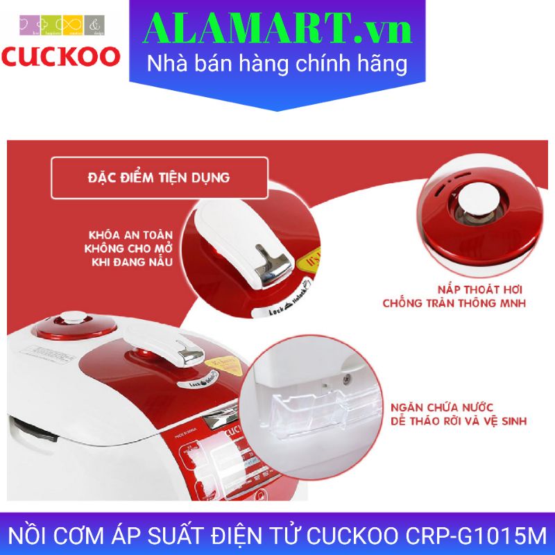NỒI CƠM ÁP SUẤT ĐIỆN TỬ CUCKOO CRP-G1015M ĐỎ 1,8 lít nhập khẩu Hàn Quốc