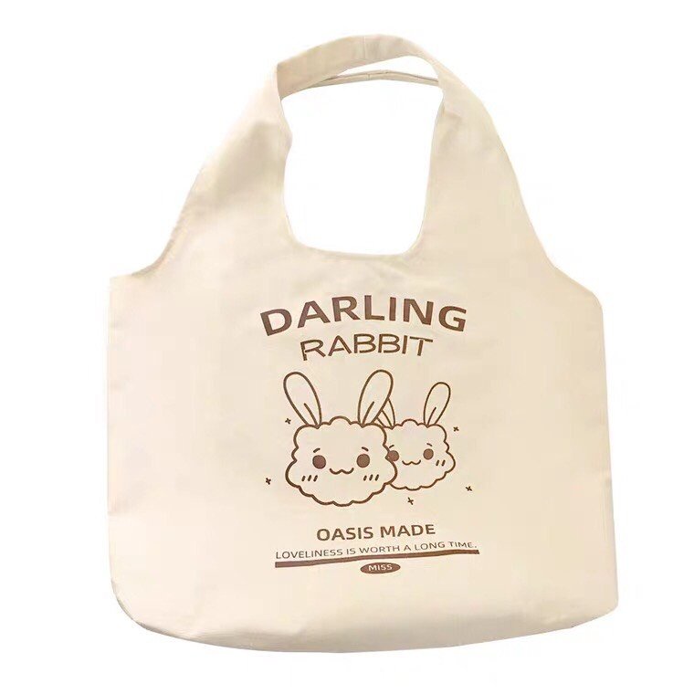 Túi tote in thỏ Darling Rabbit TT15 chất liệu vải kaki hàn kích thước 30*36 cm -Teenstore.365