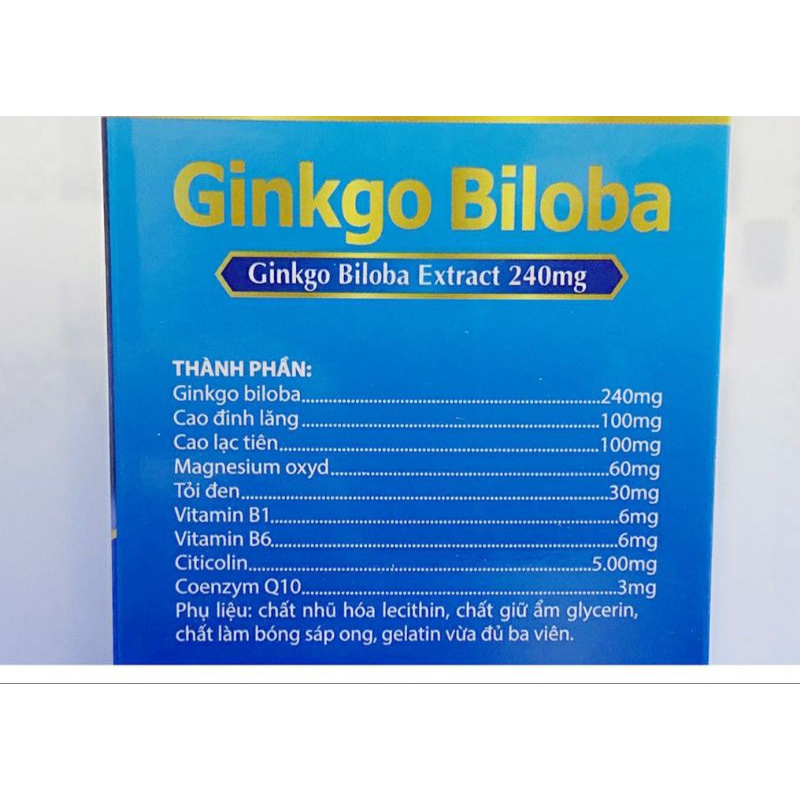 Ginkgo biloba 240 with Citicolin giúp bổ não, hoạt huyết _Hộp 100 viên