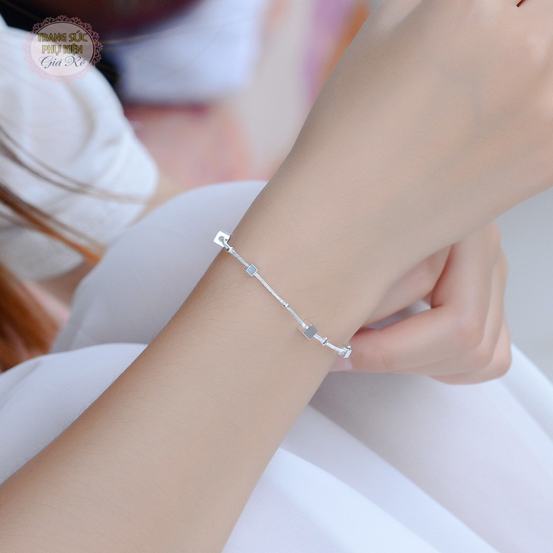 Lắc chân nữ S925 hình khối vuông LC16