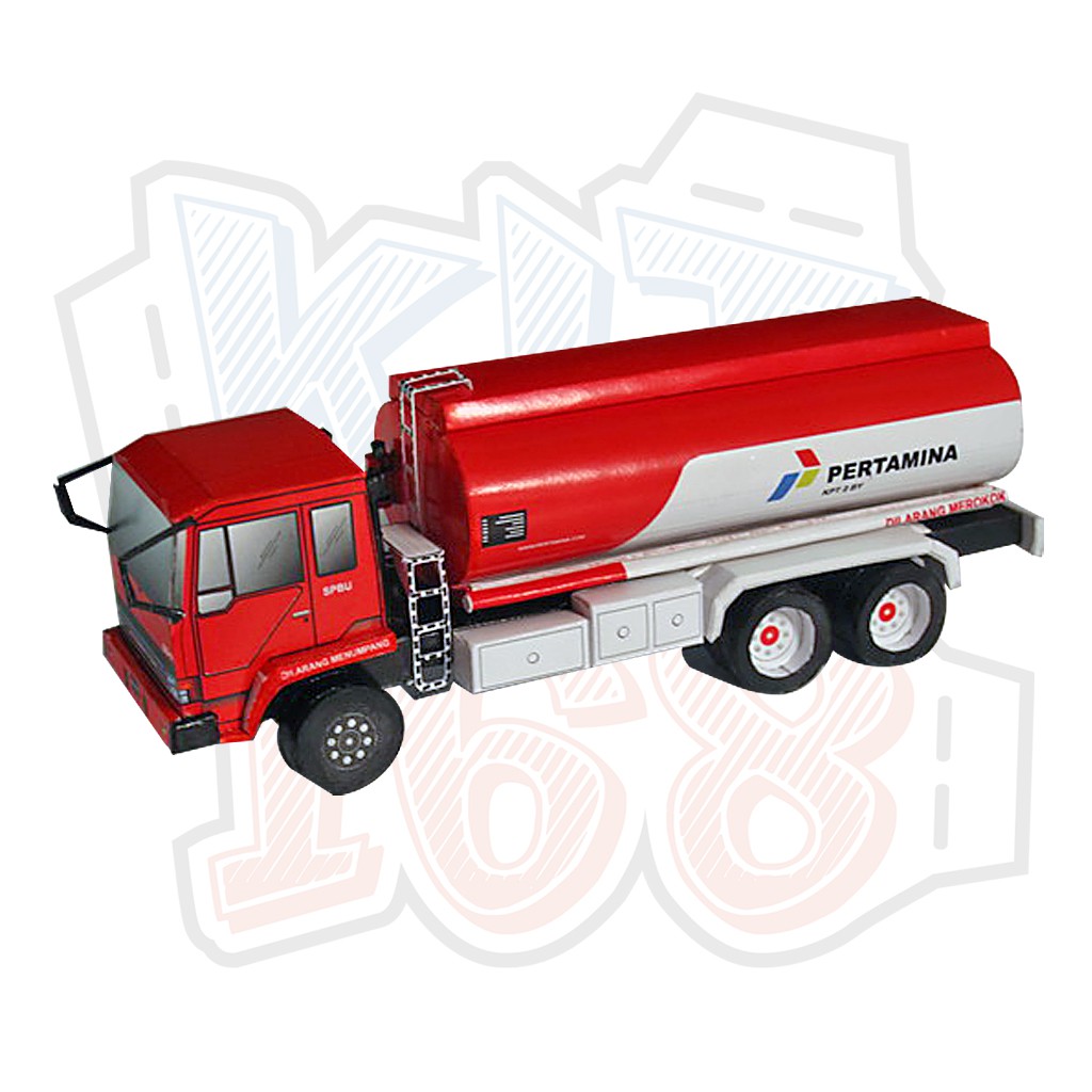 Mô hình giấy Xe tải Mitsubishi Fuso FN 517 ML Pertamina Oil Truck