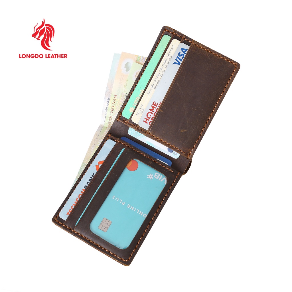 Ví da sáp - Cam kết 100% da bò thật - Bảo hành 5 năm - Thương hiệu uy tín Longdo Leather - B06