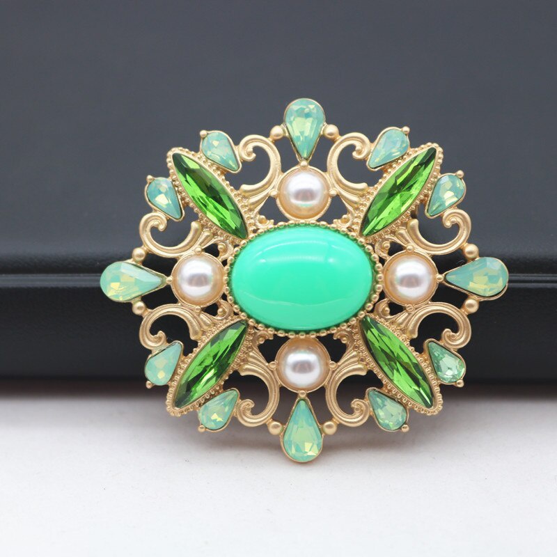 Ghim Cài Áo Đính Đá Và Ngọc Trai Nhân Tạo Phong Cách Vintage