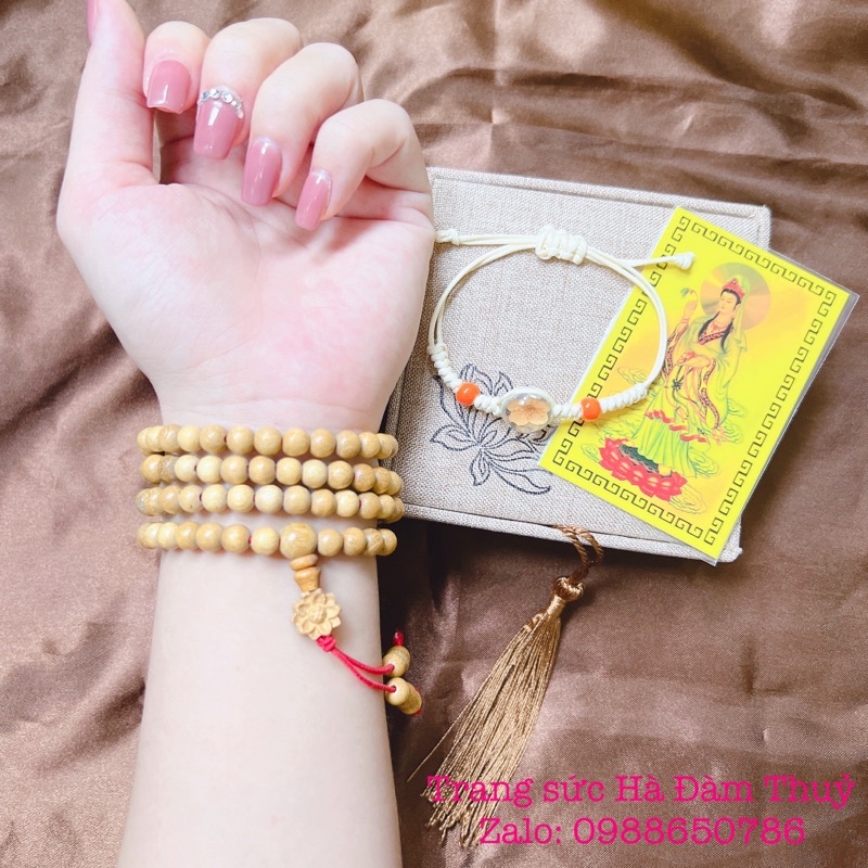 Vòng tay Gỗ Dâu 108  hạt mix Charm Hoa Sen 🥰🥰🥰