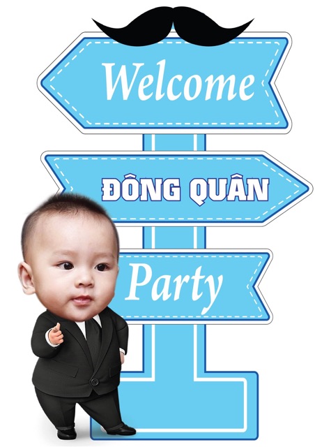 Cây welcome chèn hình bé trang trí sinh nhật cho bé trai bé gái