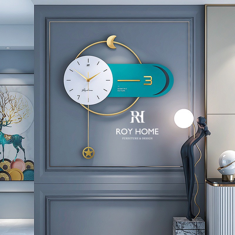 Đồng hồ treo tường Royhome Decor phong cách sáng tạo nghệ thuật mã JT2127G54