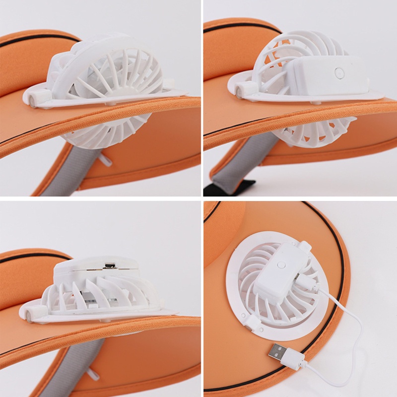 Mũ Chống Nắng Rỗng Chóp Điều Chỉnh Được Kèm Quạt Sạc USB Cho Hoạt Động Cắm Trại