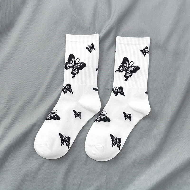 Vớ Cotton Họa Tiết Bươm Bướm Thời Trang Thu Đông Thoải Mái Phong Cách Thể Thao