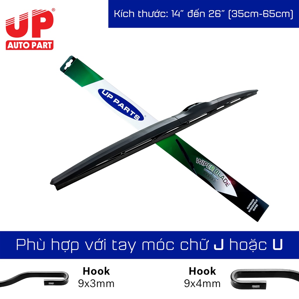 Gạt mưa ba khúc UP PART Hybrid Luxury dùng cho xe cần gạt tay móc chữ U