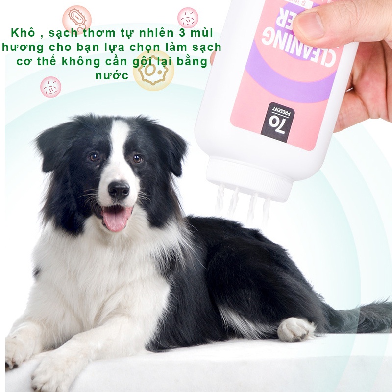 Sữa tắm khô cho chó mèo Hipipet hương chanh bạc hà kháng khuẩn khử mùi nhanh hiệu quả - 260gr