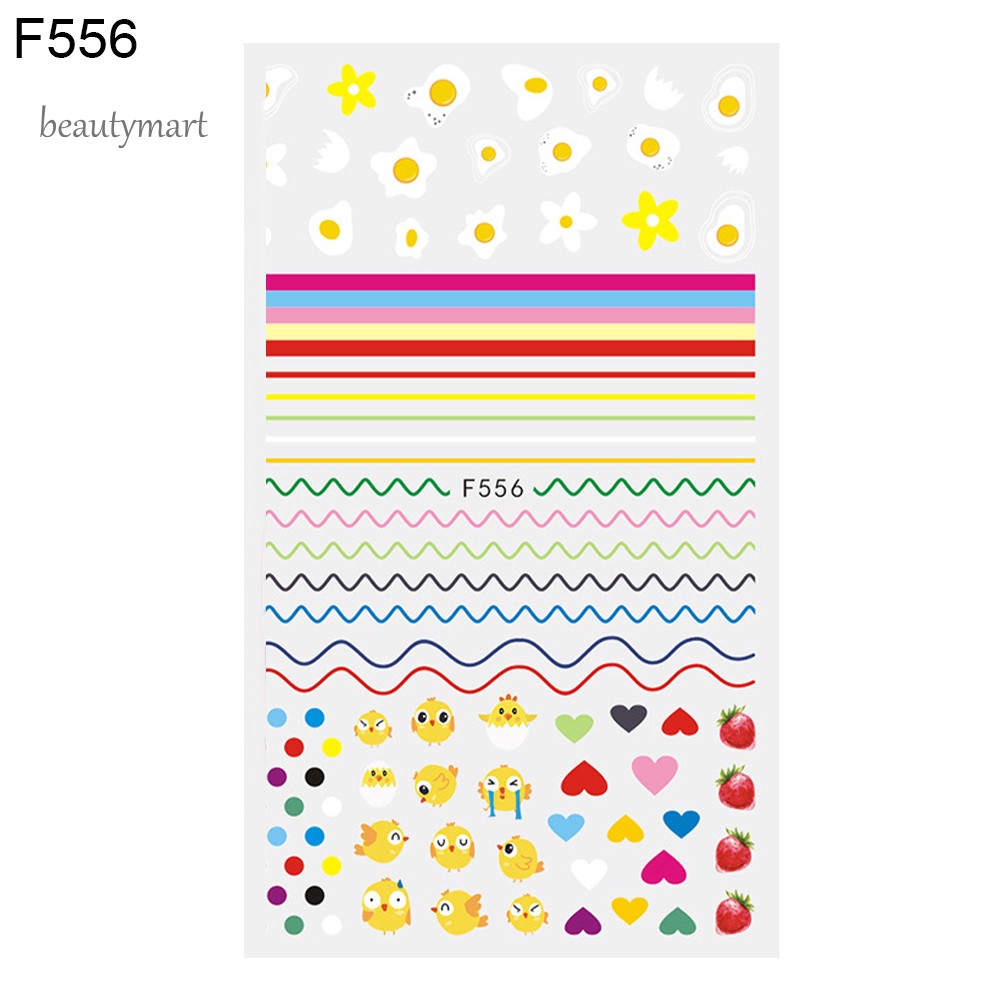 [Hàng mới về] Nhãn dán móng tay họa tiết chữ tiếng Anh/động vật/trái cây/lá 3D siêu mỏng