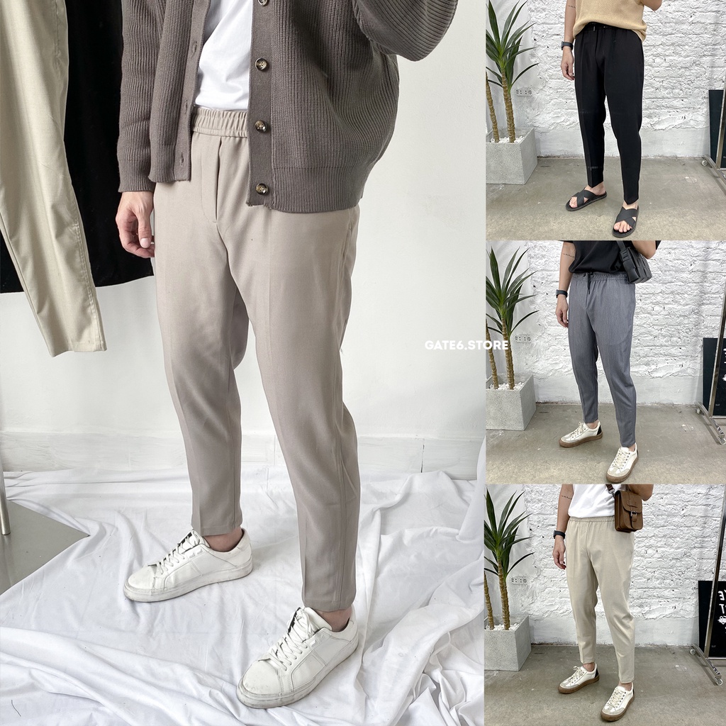 Quần âu Nam GATE6 form regular, quần ống đứng công sở dáng cropped thun lưng co giãn - Dressy - #G0012