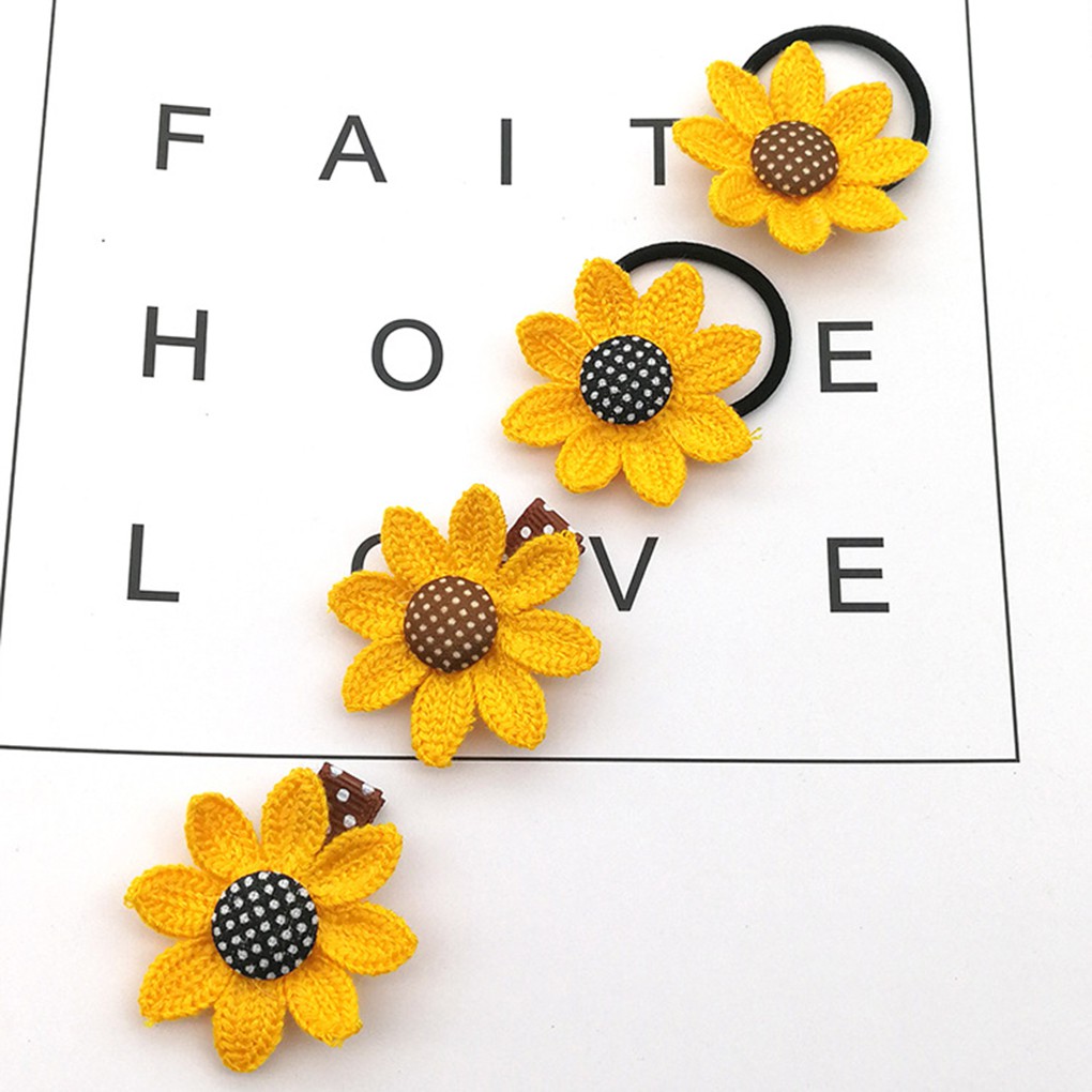 Dây Cột Tóc/Kẹp Tóc Hình Hoa Hướng Dương Cho Bé Gái