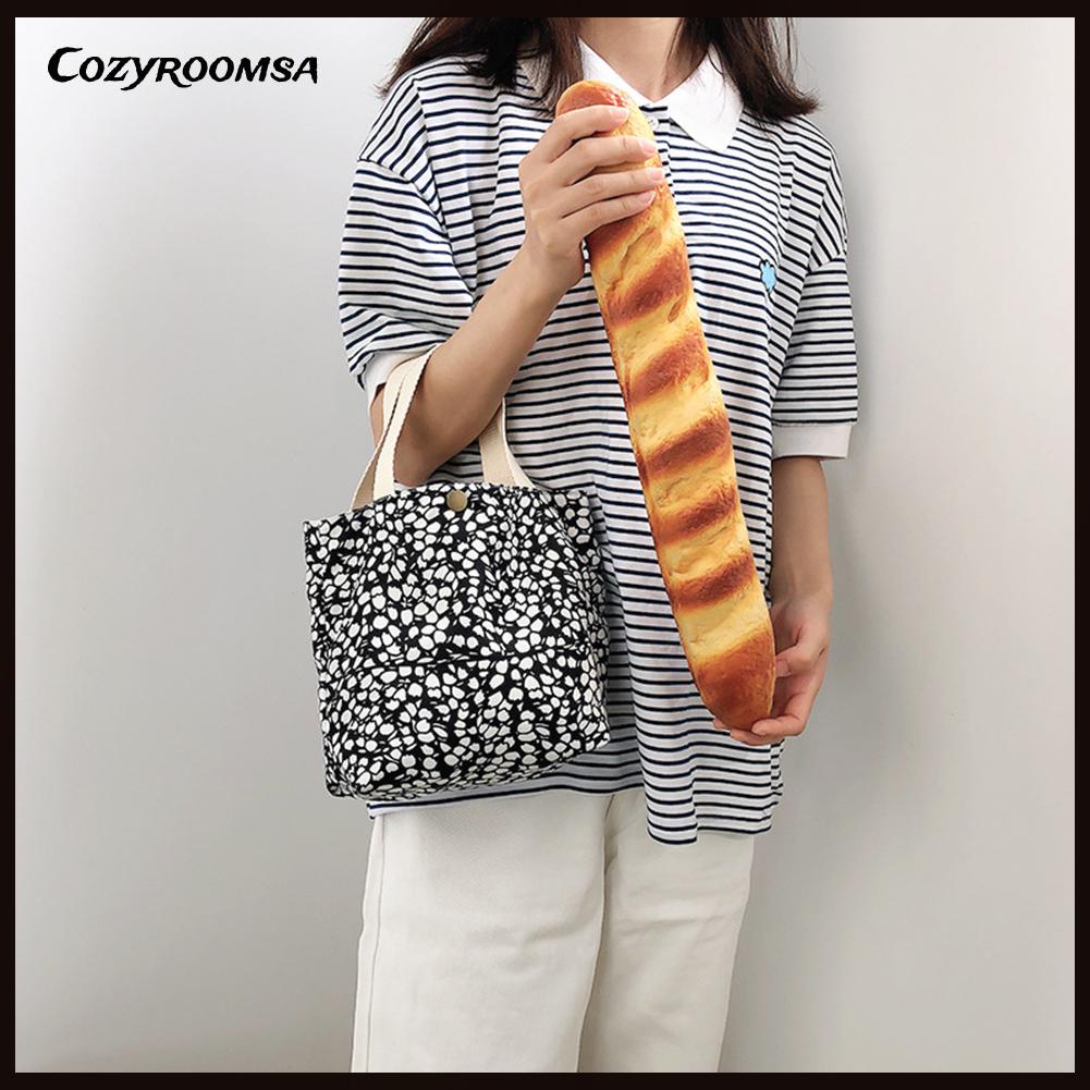 Túi xách canvas in họa tiết đơn giản cho nữ