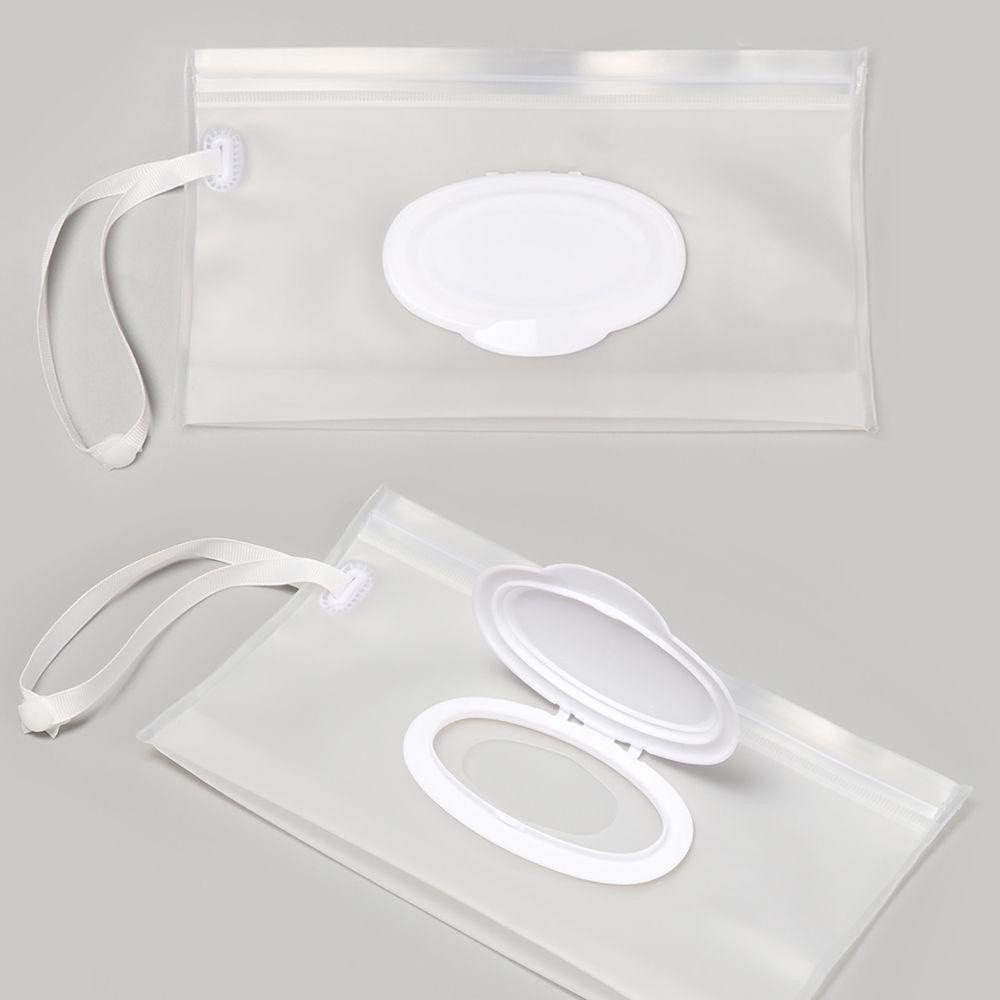 Bebetterm 1Pc Reusable Wet Wipe Bag Transparent Eco-Friendly Plastic Snap Strap Clamshell Box   Case