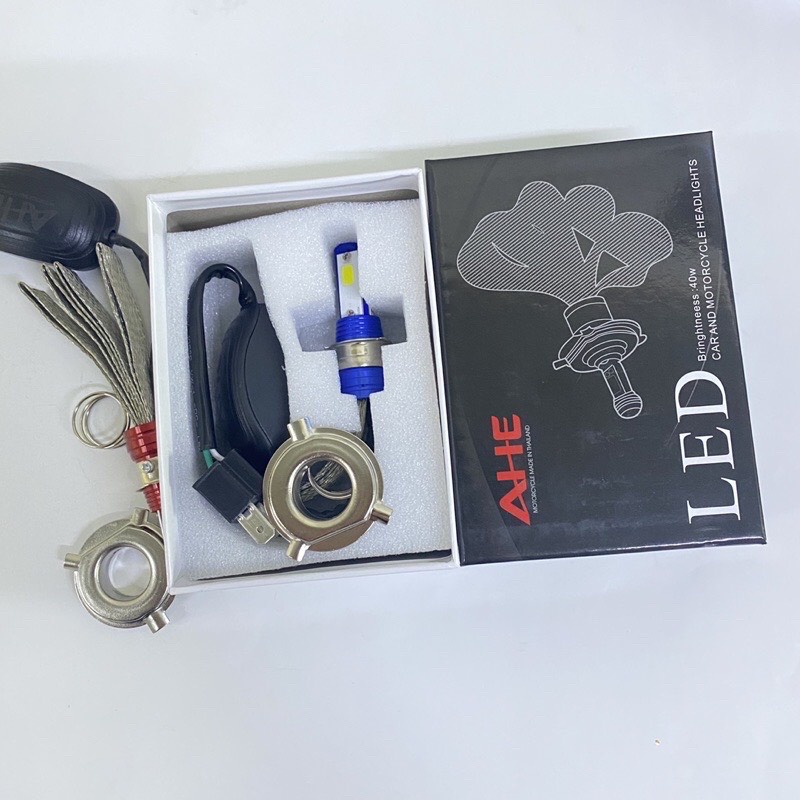 Đèn pha xe máy LED Râu 3 Tim Loại mới 2022 lắp các dòng xe